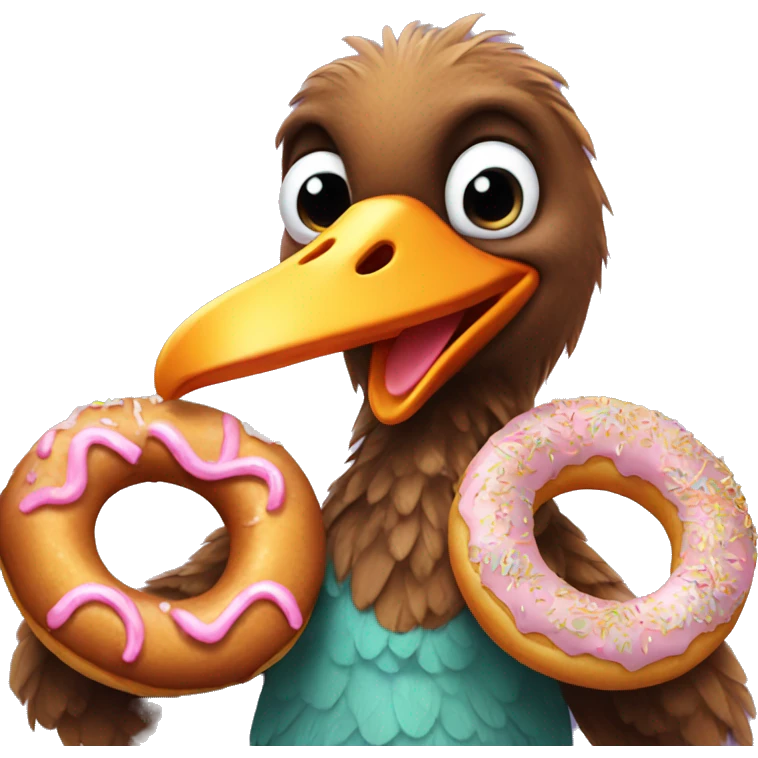 dodo bird hula hooping while eating a donut emoji