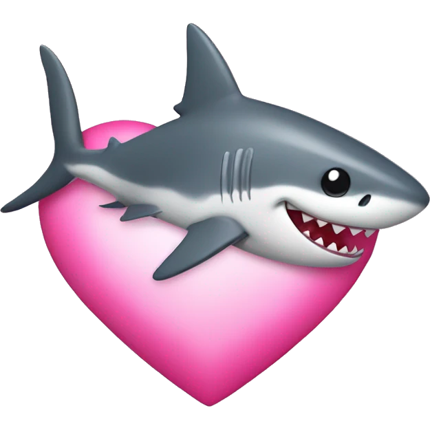 pink love heart with sharks emoji