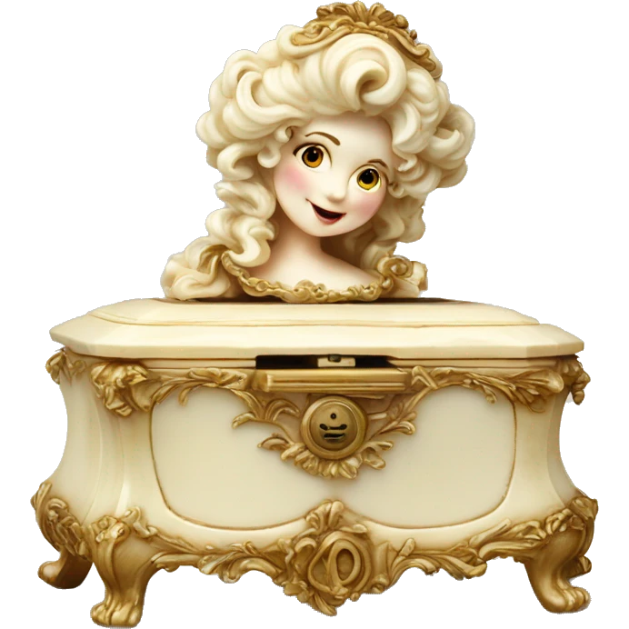 Vintage rococo ivory music box emoji