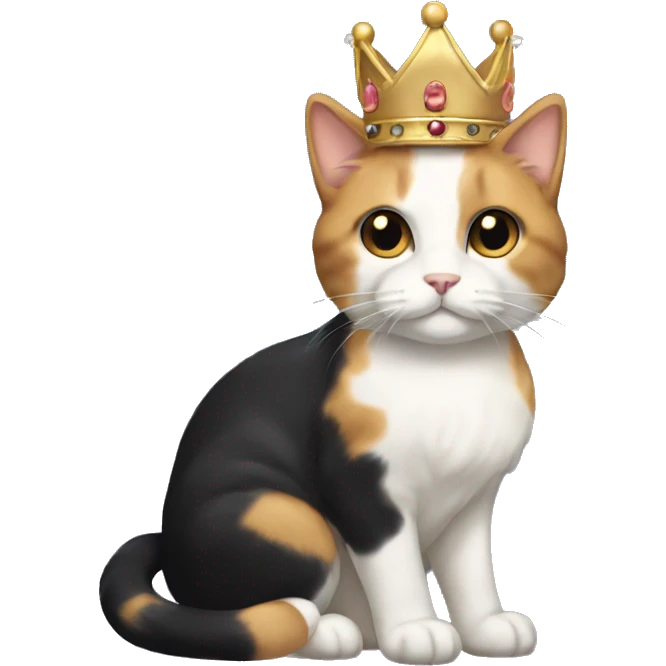 calico cream cat with black calico cat facing the side with crown emoji