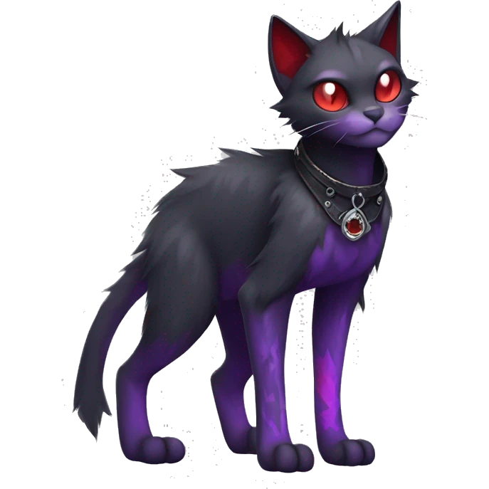 Vampiric dark edgy punk cat fakemon with red purple edgy markings full body  emoji