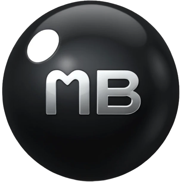 Black Ball with MB written on in the middle of it. Nothing else no holes or anything. emoji