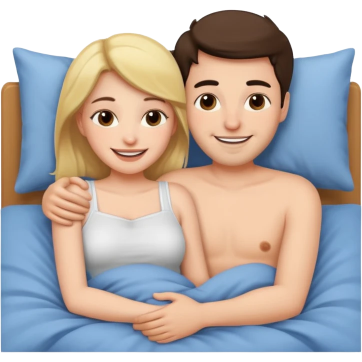 A couple cuddling in bed emoji