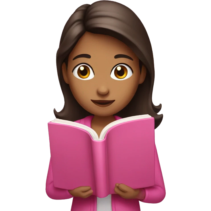 brunette reading a pink book emoji