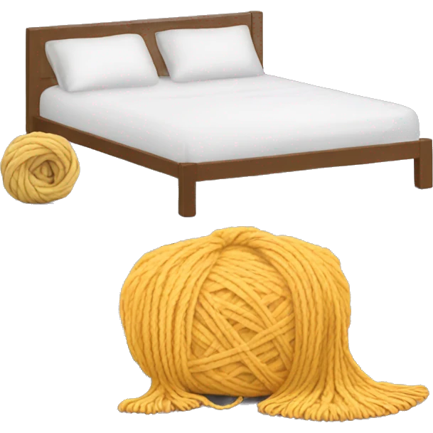 Bed + laptop and yarn skein emoji