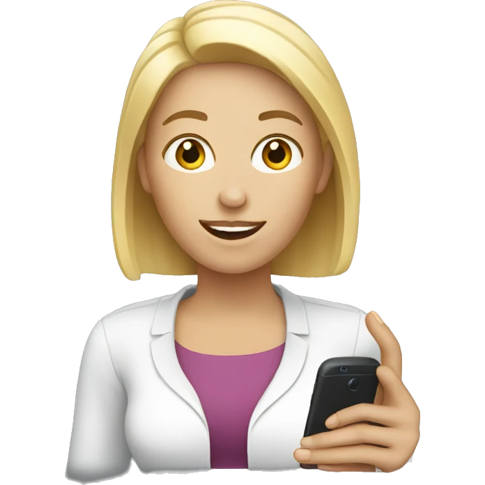 white woman showing phone emoji