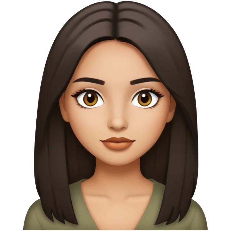A girl with lightly olive-toned skin, Latina-style makeup, and straight medium-length hair. emoji