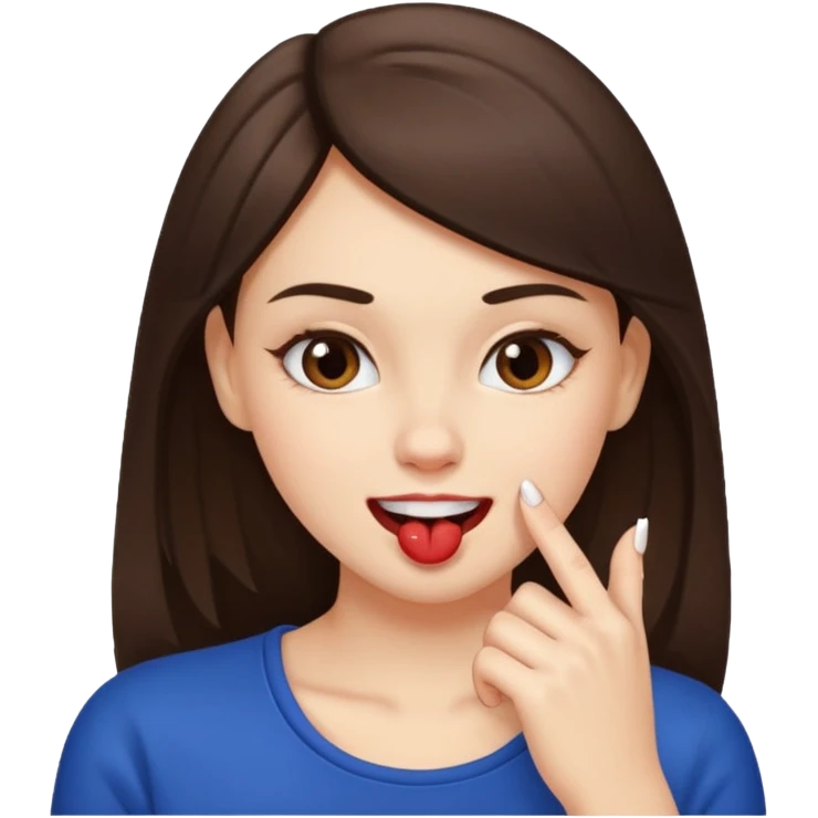 Une fille brune et blanche qui se mord un ongle comme si elle draguait qqn emoji