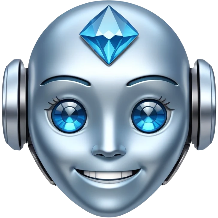 smiling robot and a large blue diamond with a futuristic touch emoji