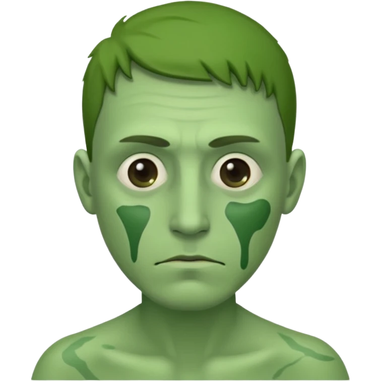 generate a green skin sick man, photorealistic emoji