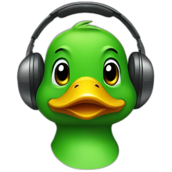 green duck wearing headphones emoji