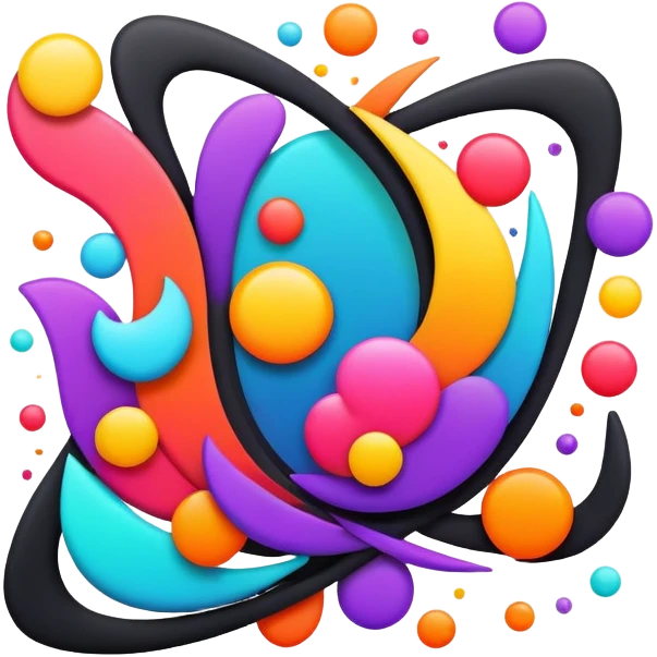 framed digital tablet artwork with abstract vector shapes inside emoji