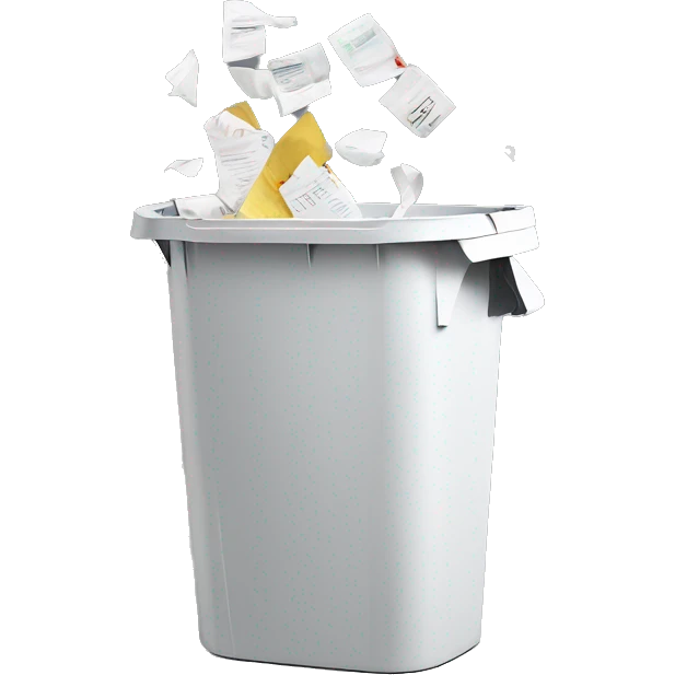 the paper is thrown into the waste bin emoji
