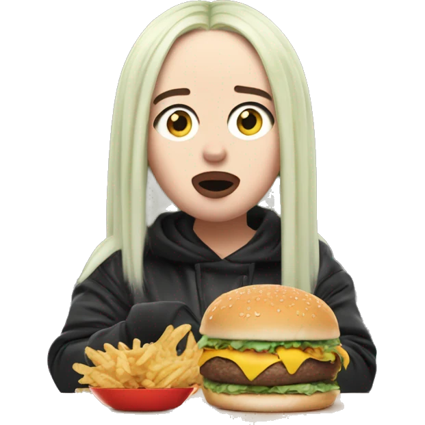 billie eilish eating burger emoji