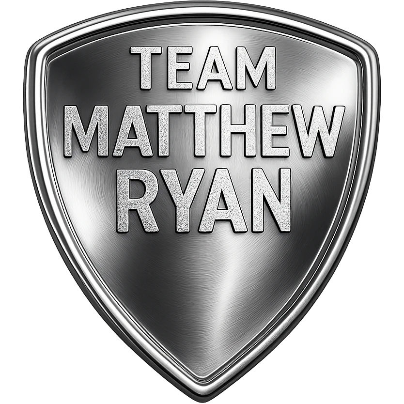 TeamMatthewRyan as a sleek metallic badge with Lamborghini vibes, chrome style emoji