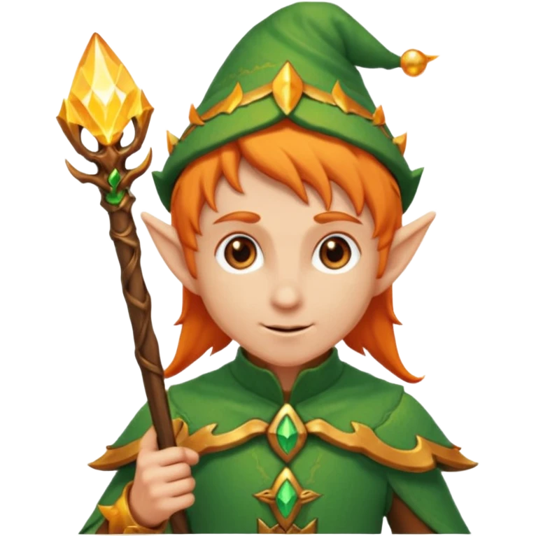 Orange Haired Elf, old Mage elf with glowing orange staff emoji