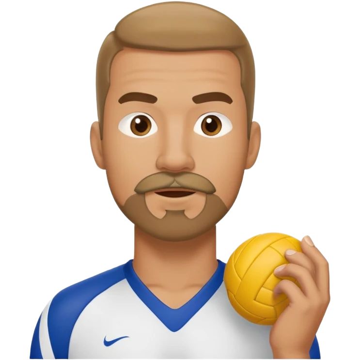a male volleyball coach with a whistle and gotee emoji