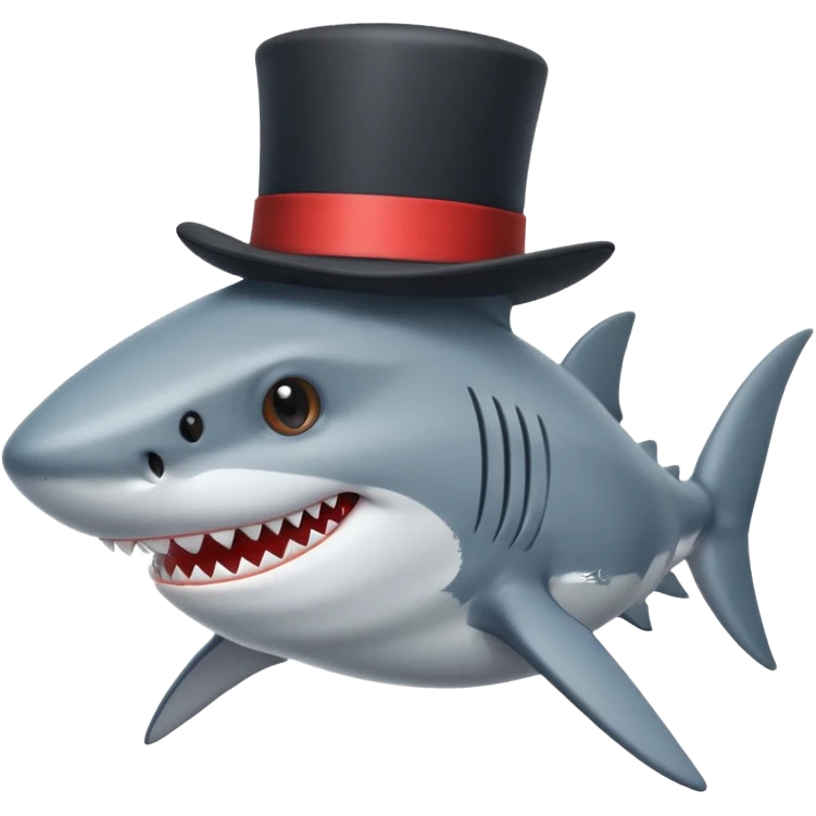Shark with a top hat emoji