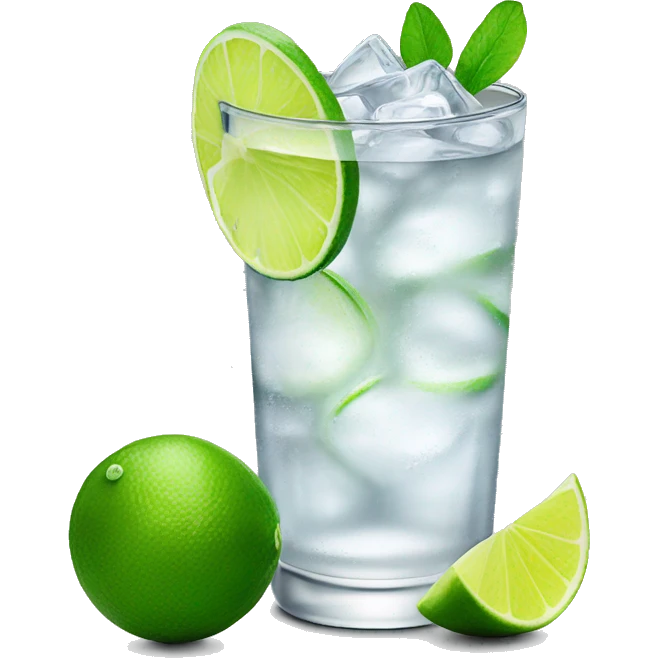 Vodka tonic with a lime short glass emoji