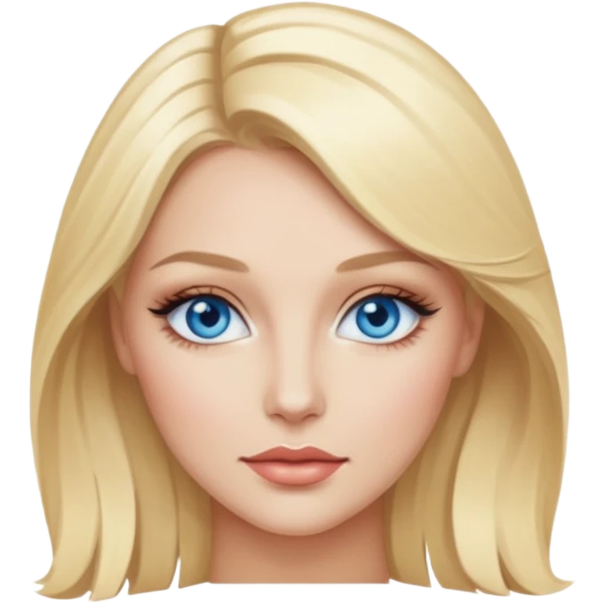 Blonde woman with blue eyes, luxury makeup emoji