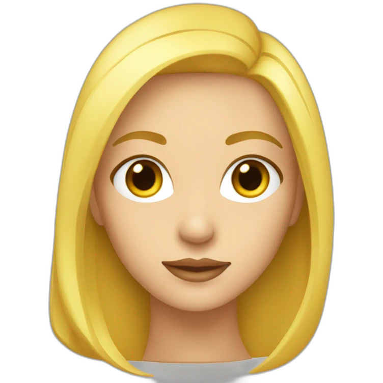 femme aux cheveux blond lisse et au yeux jaune emoji