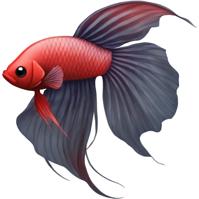 Fully Black with tiny red lines betta fish short fins emoji