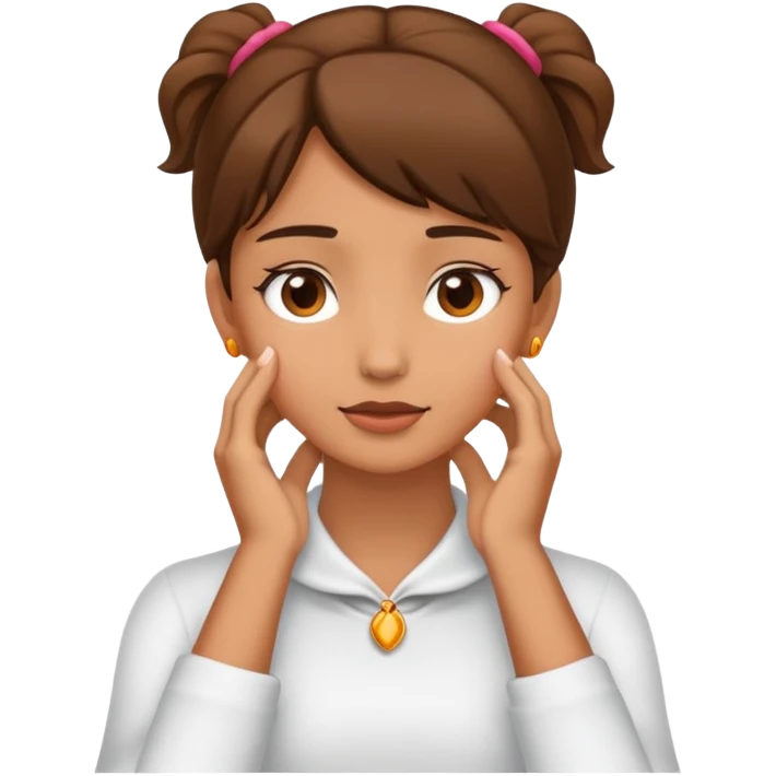 Girl with both hand on her neck emoji