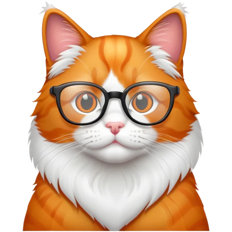 orange with white  cat wearing glasses  emoji