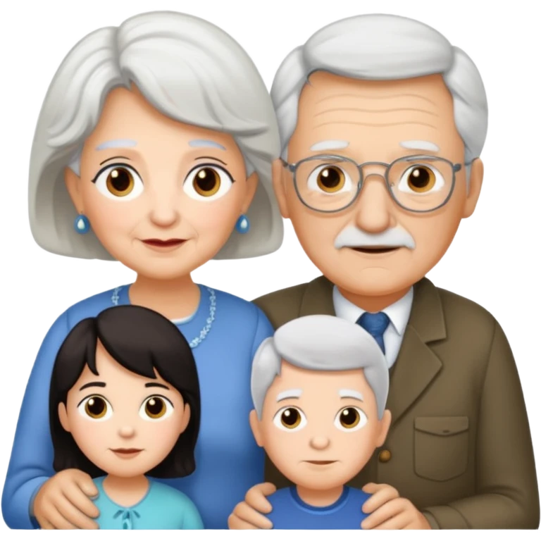 All white grandma and grandpa. The kids should have dark hair emoji