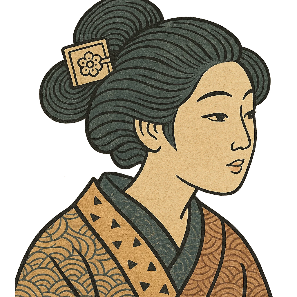 hairclip, traditional Japanese art, ukiyo-e style emoji