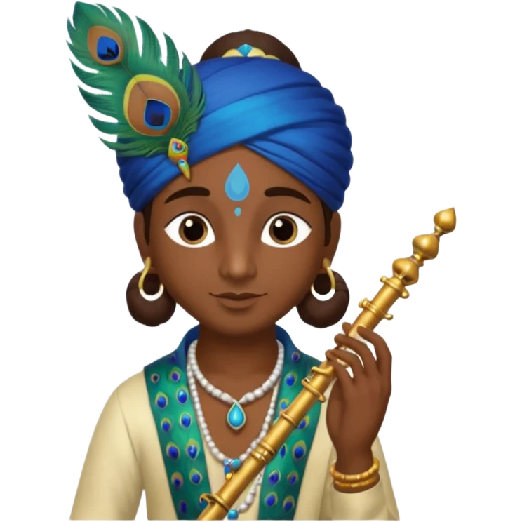 Krishna flute with peacock feather  emoji