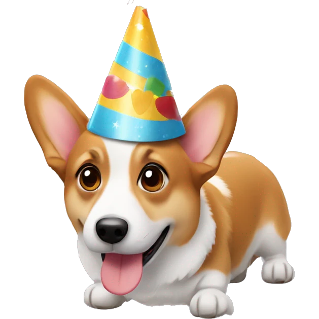 Corgi with a birthday hat emoji