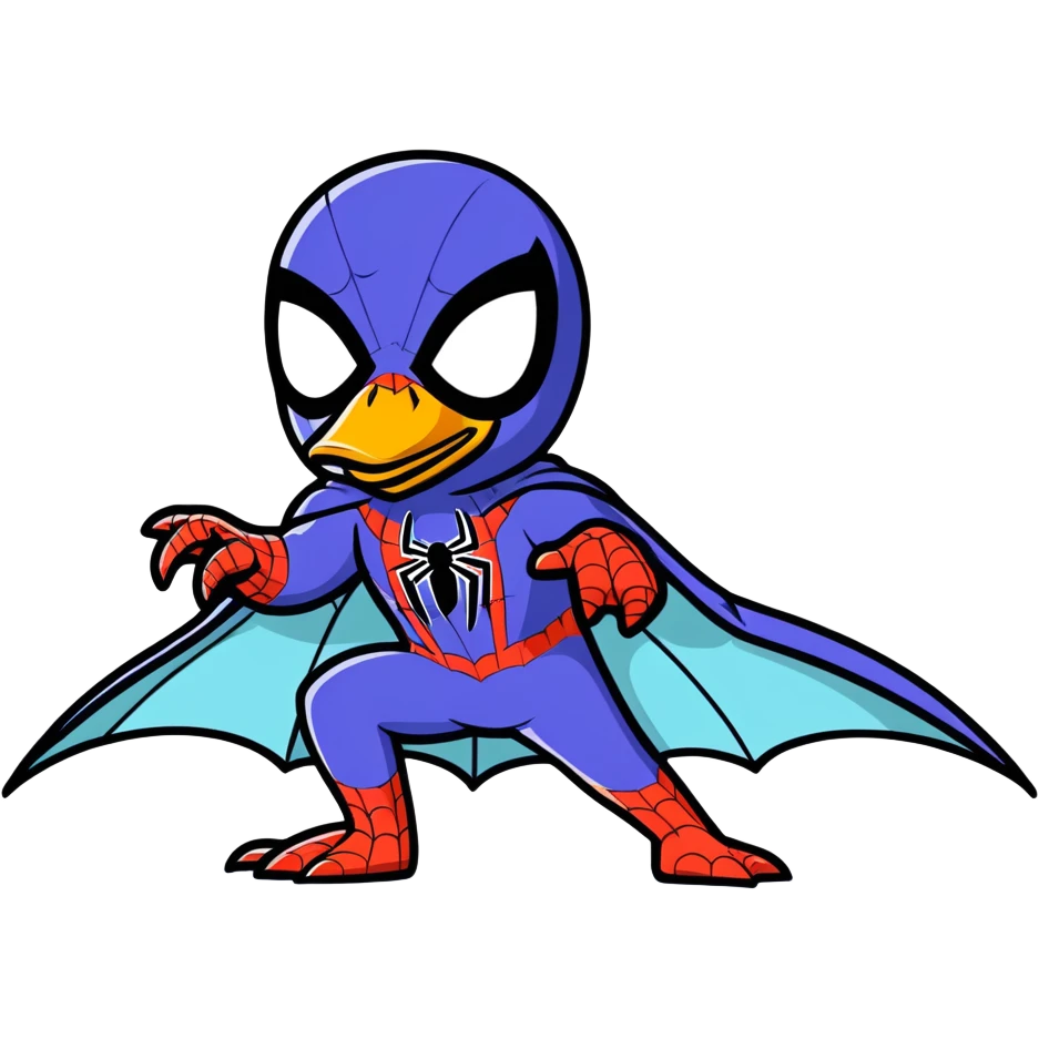 Duck with spiderman suit emoji