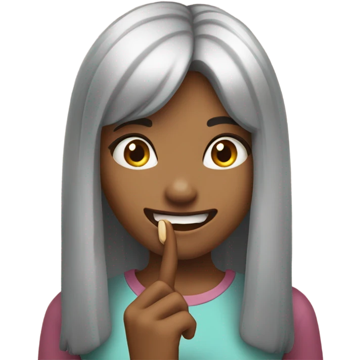 Girl biting finger emoji