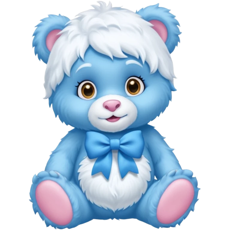 blue baby girl care bear yeti with blue bow emoji