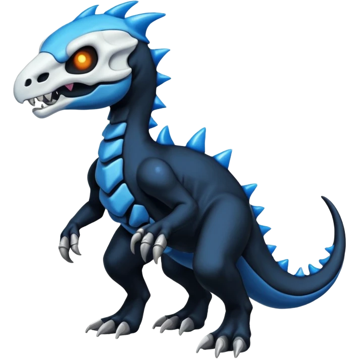 Shiny Dark Black And Blue Duskull-Cubone-Salandit-Fakémon-hybrid-creature (full body)  emoji