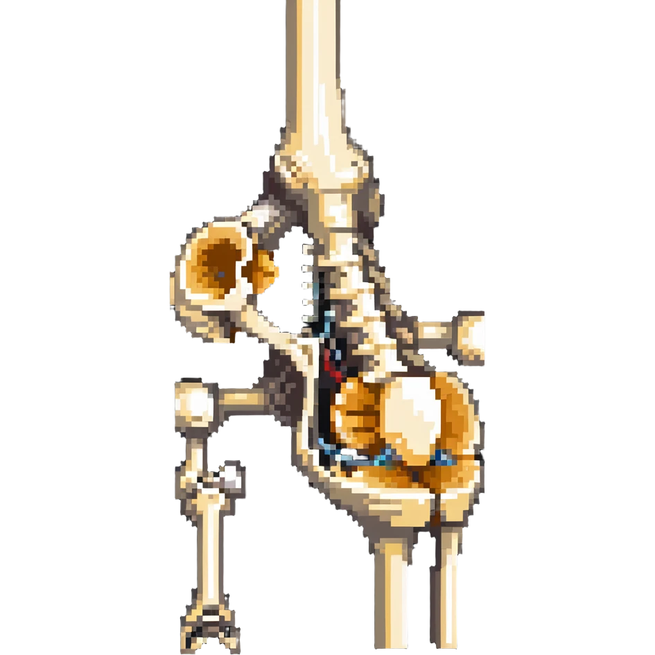 knee bone structure, skeletal knee joint, patella bone emoji