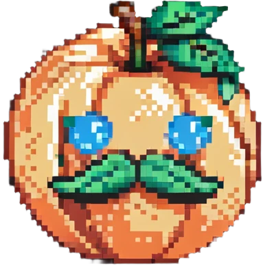 A peach with a mustache, without eyes emoji