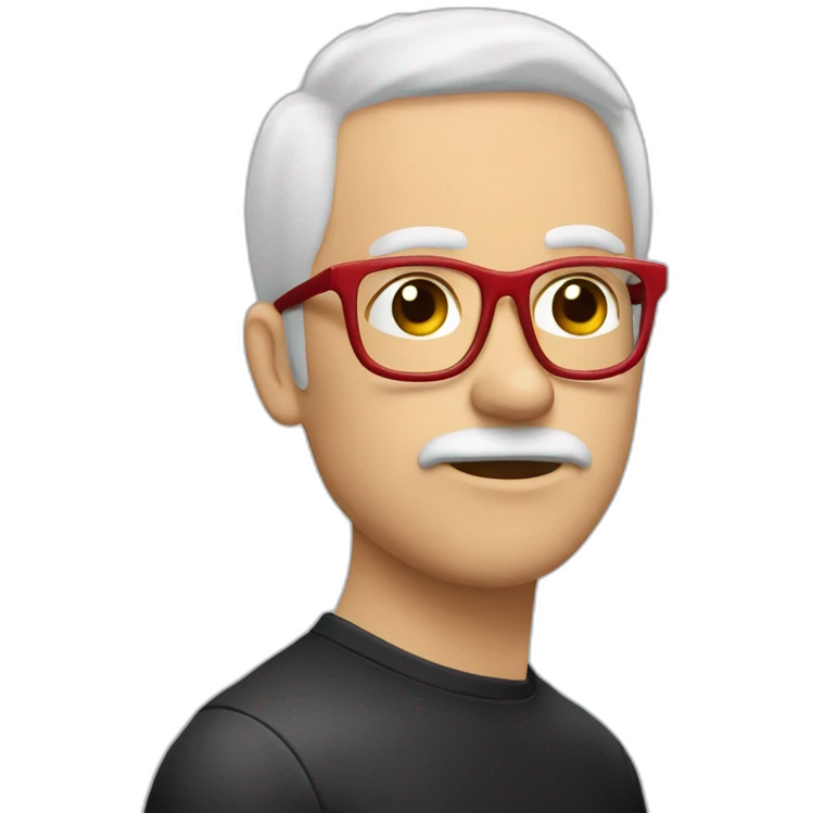Cara Hombre blanco triste pelo canoso de punta gafas rojas y negras emoji