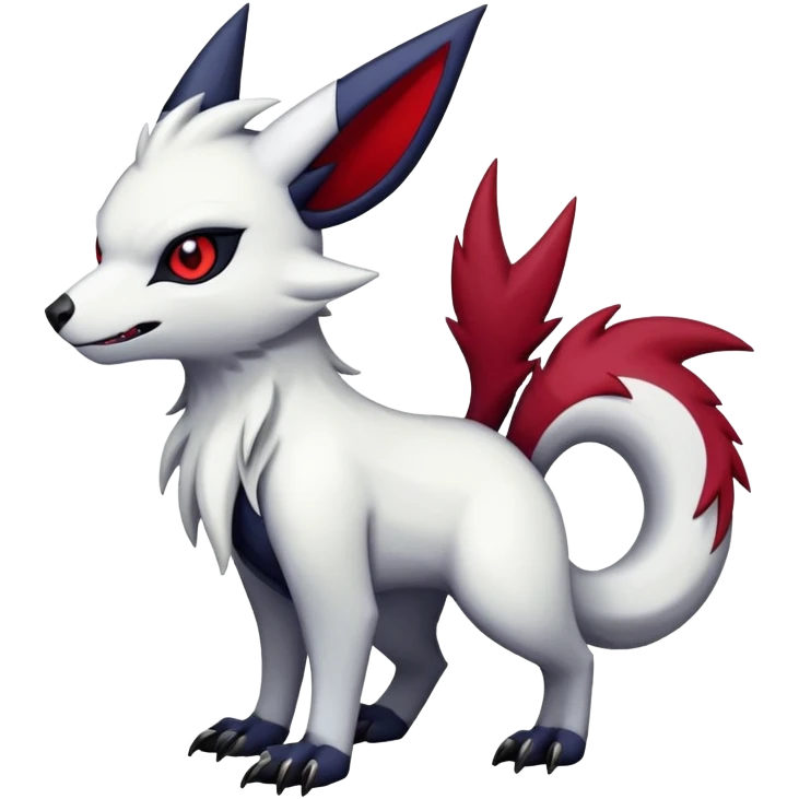 Vampiric feral gothic emo dark Zangoose-Absol-Fakémon-hybrid-creature (full body) emoji
