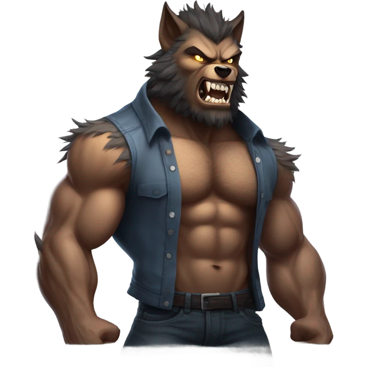 Werewolf man shirt ripping off  emoji