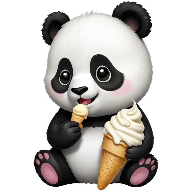 Panda eating ice cream emoji