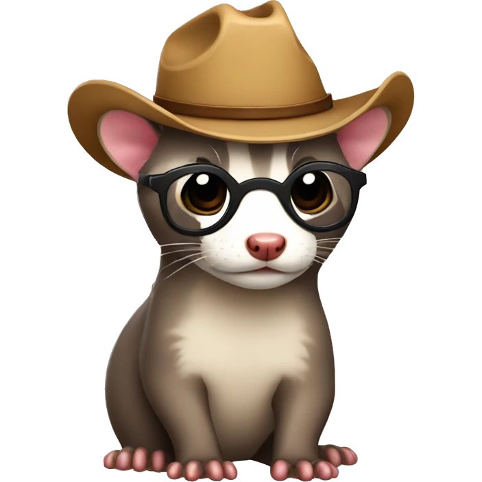 detective Ferret wearing a tiny cowboy hat with glasses hawaiian shirt emoji