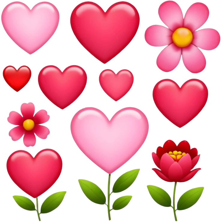 Flowers and hearts emoji