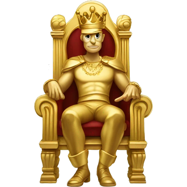 King Midas sitting on a throne made of solid gold emoji