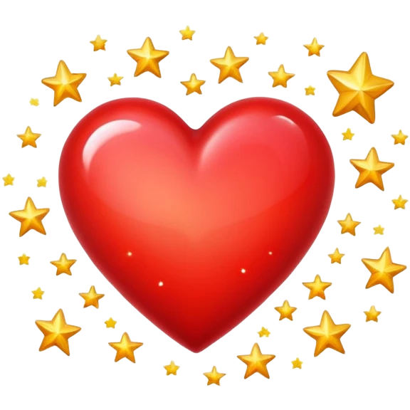 A Red heart The shiny stars in it emoji