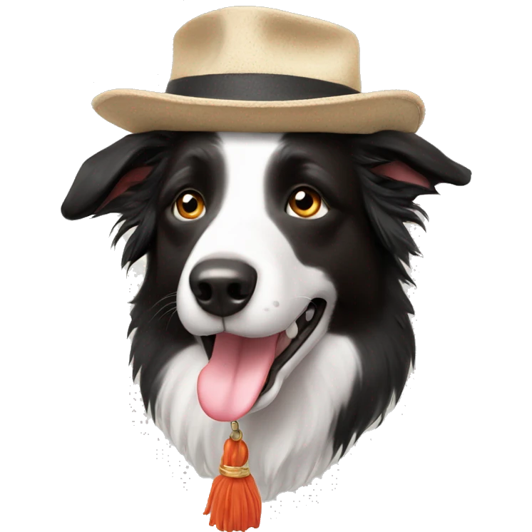 Border collie with hat ￼ emoji