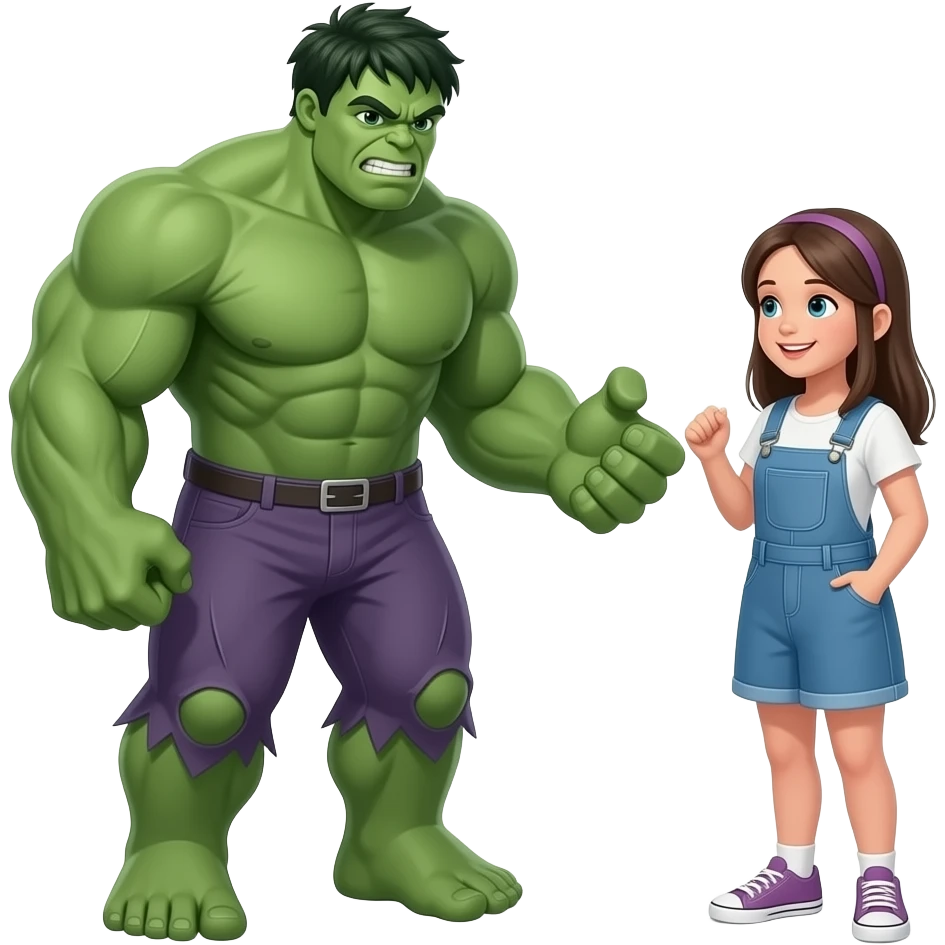 Hulk taking to a girl emoji