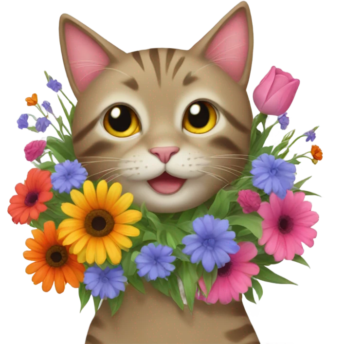 Cat with flowers bouquet  emoji