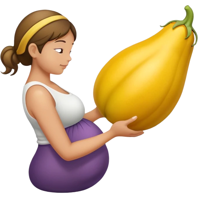 yellow eggplant combined with pregnant person and bowing person, bowing person in profile emoji